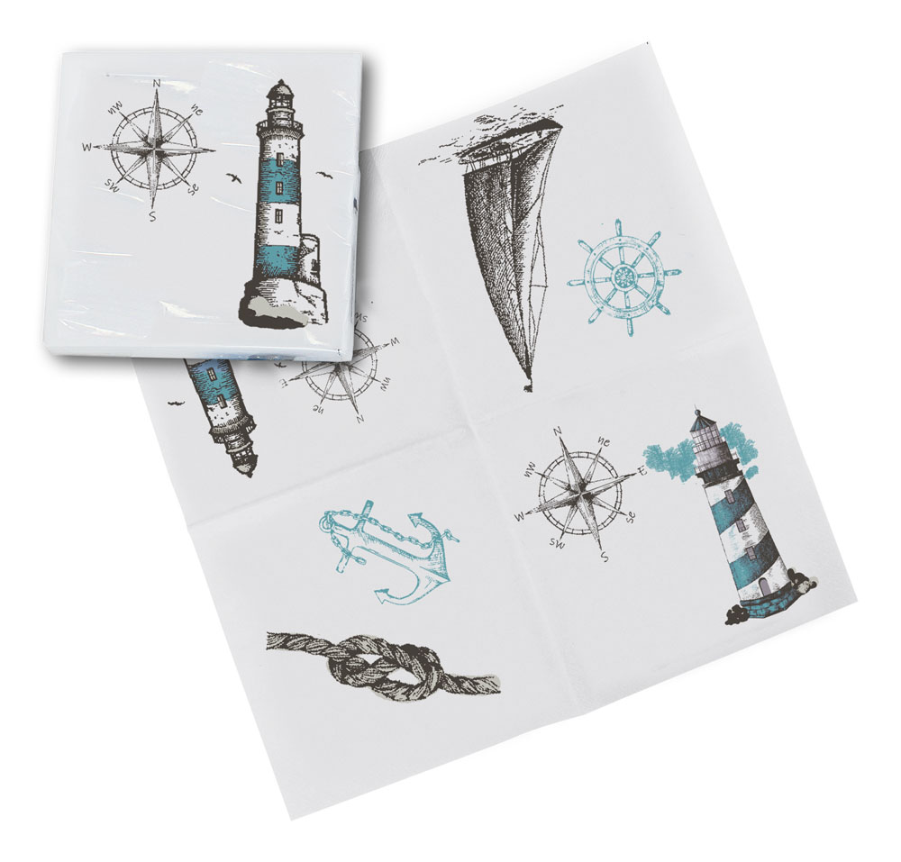 Napkins - Lighthouse, pulp, 16,5x16,5/33x33cm, 20 pieces
