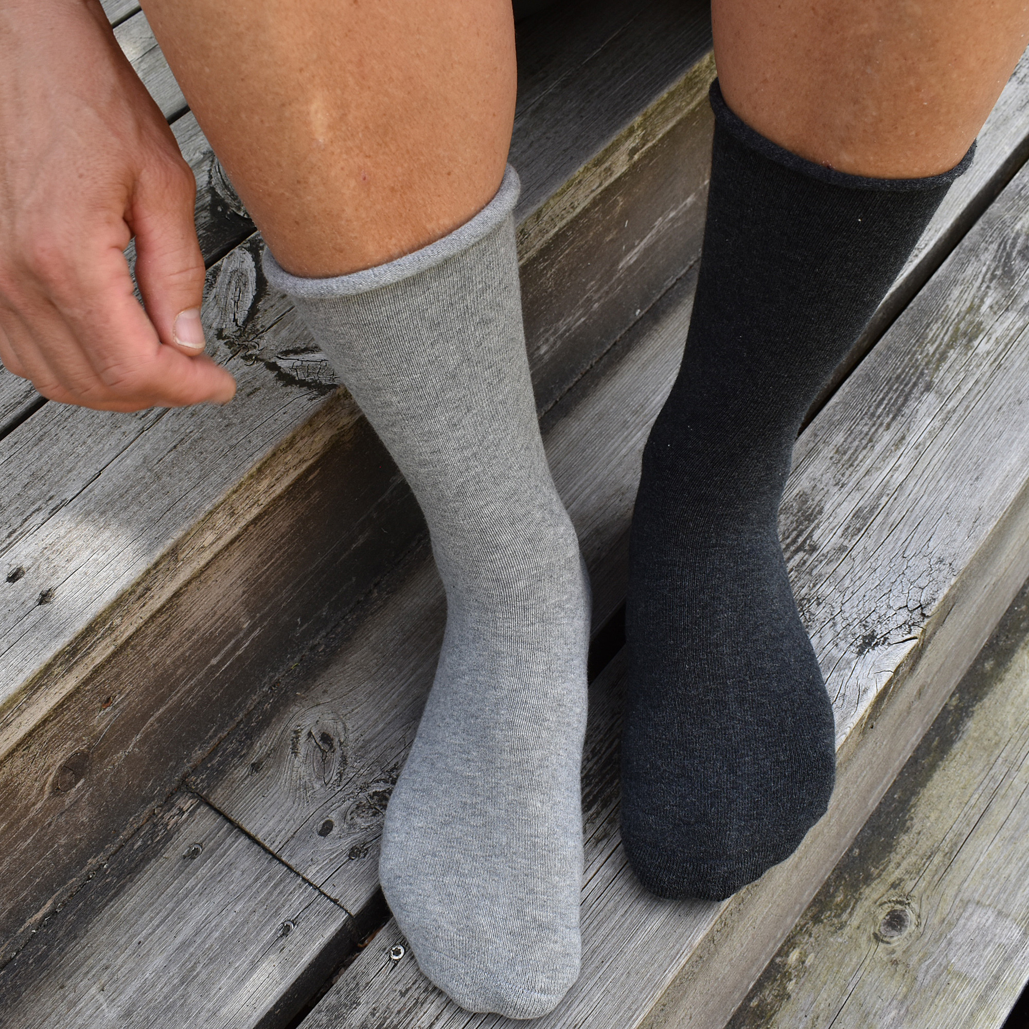 Diabetikersock med rulltopp och frottésula  4 par  - 3