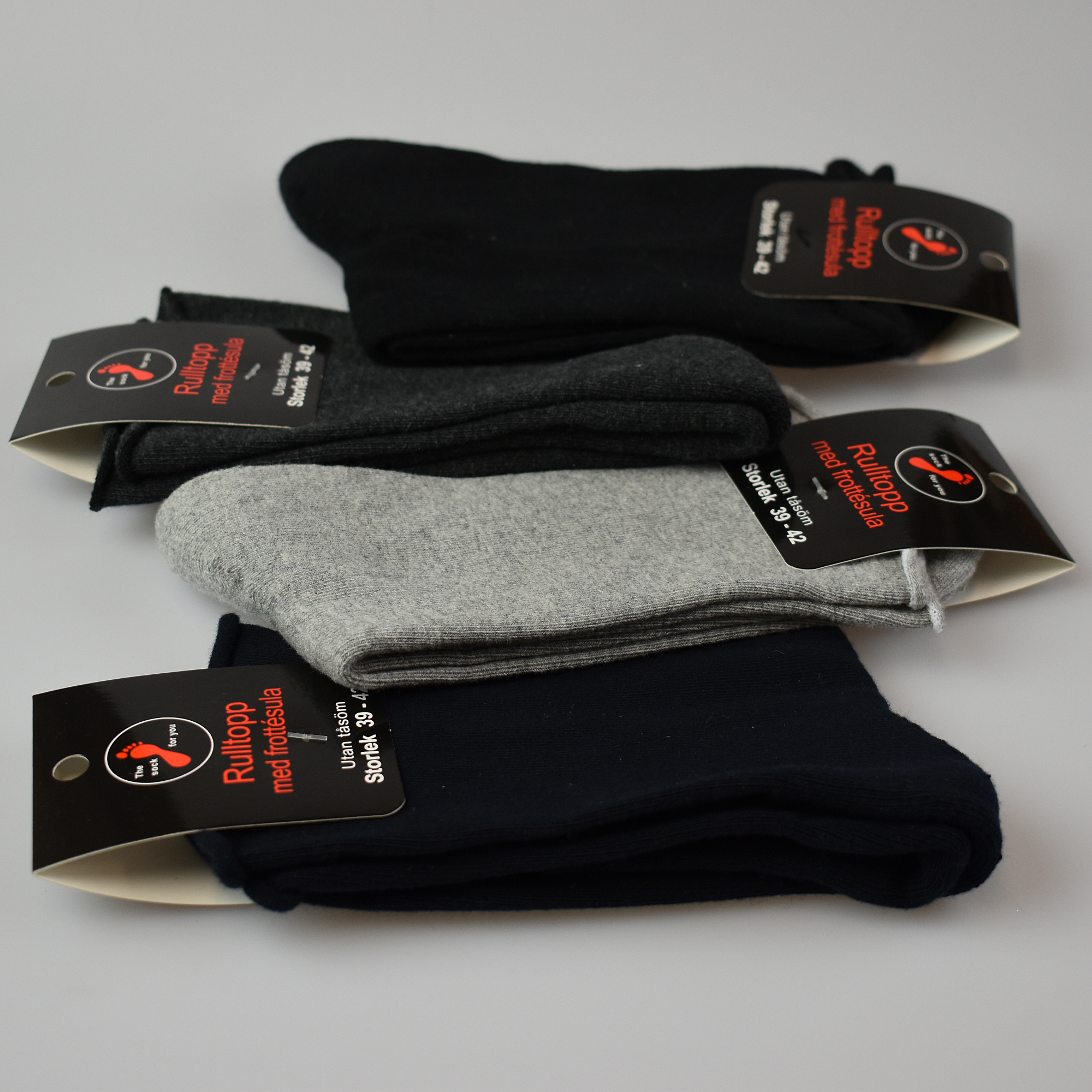 Diabetikersock med rulltopp och frottésula  4 par  - 5