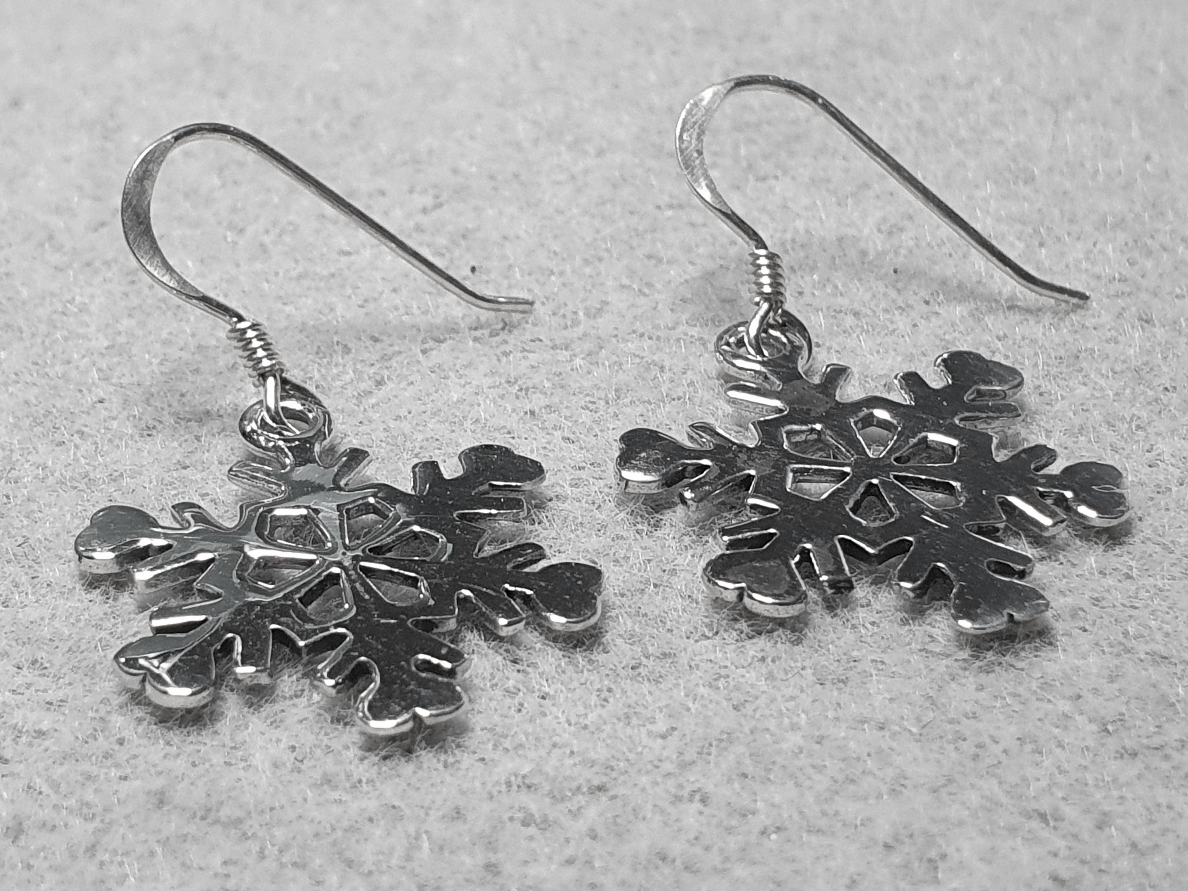 Snowflakes approx. 20mm, earrings on hook 925-silver - 2