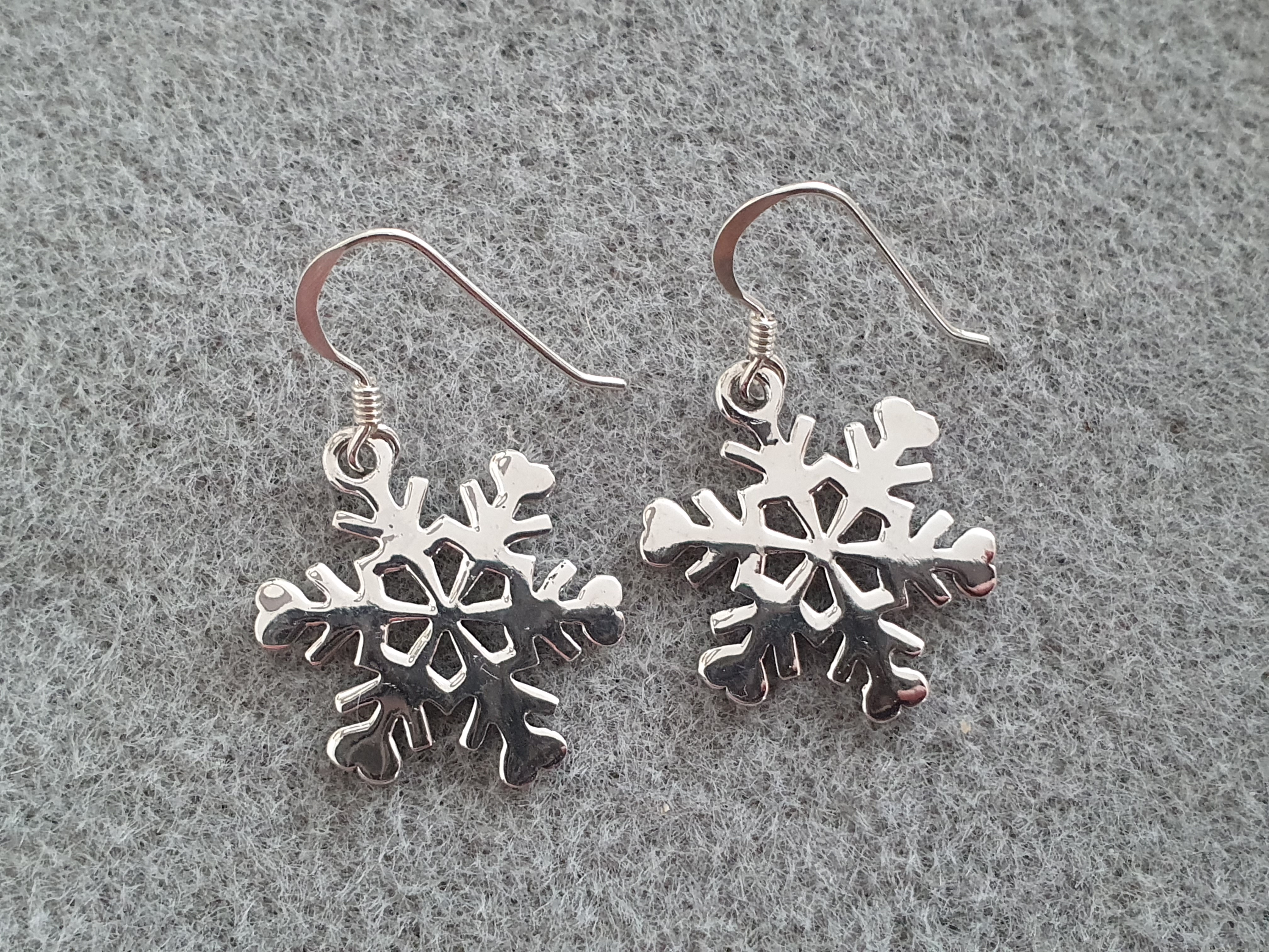 Snowflakes approx. 20mm, earrings on hook 925-silver