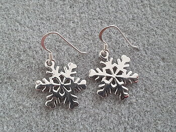 Snowflakes approx. 20mm, earrings on hook 925-silver