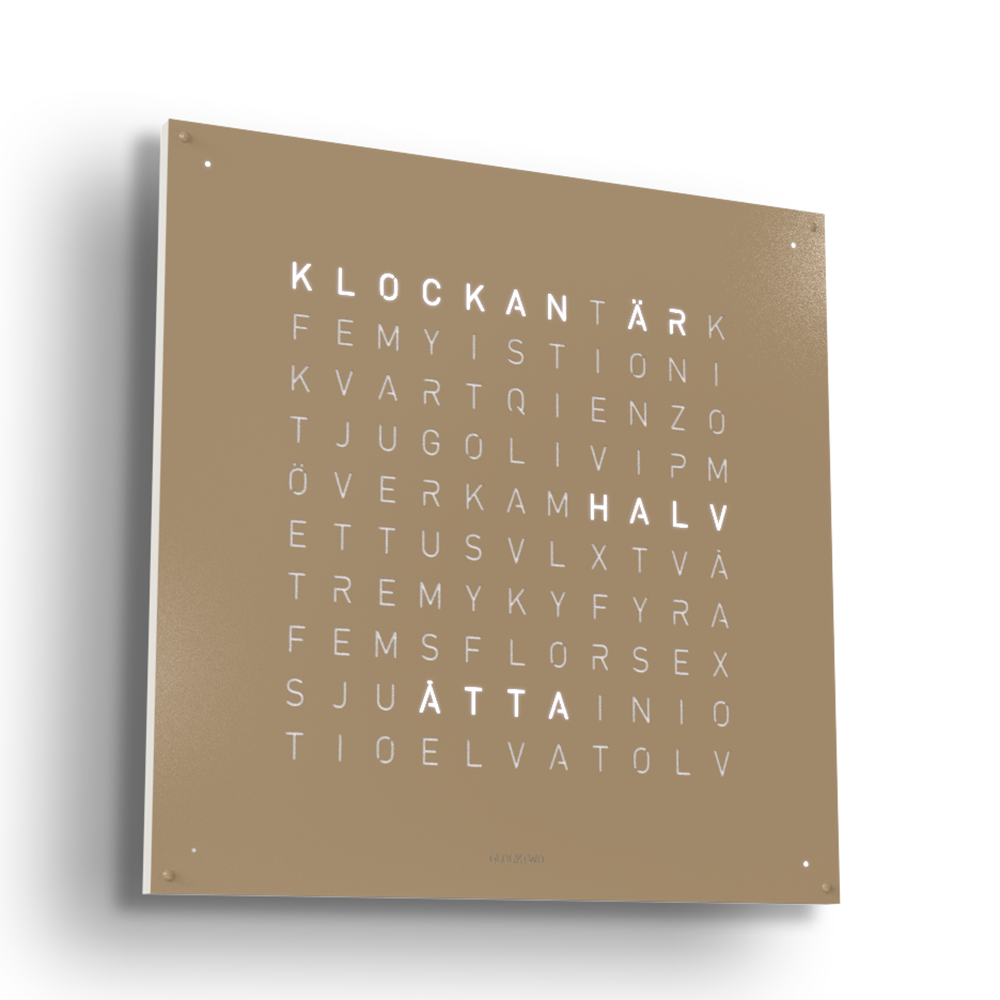 Qlocktwo 45x45 cm Steel (Hazelnut)