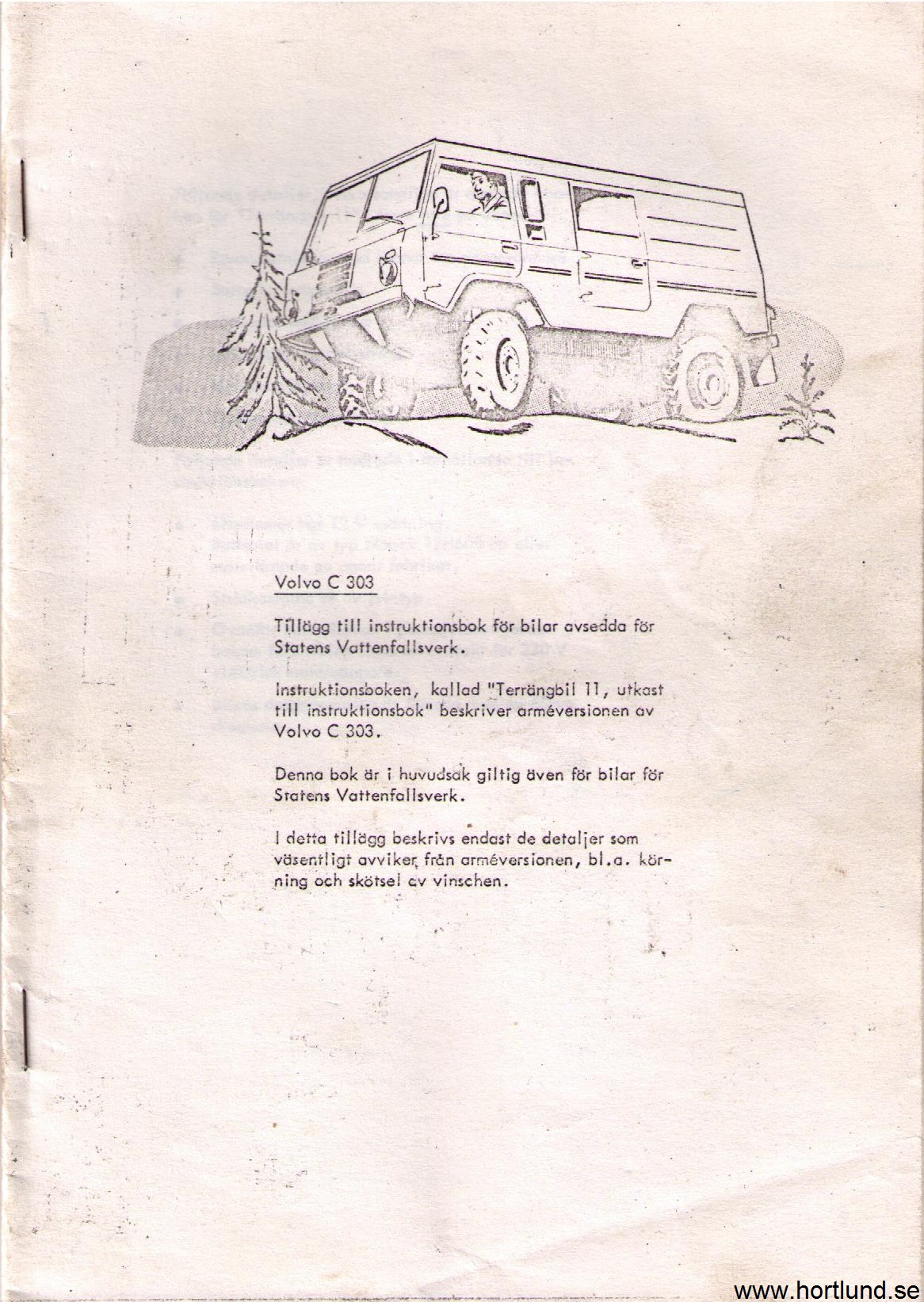 1976 Volvo C 303 Valpen Instruktionsbok tillägg