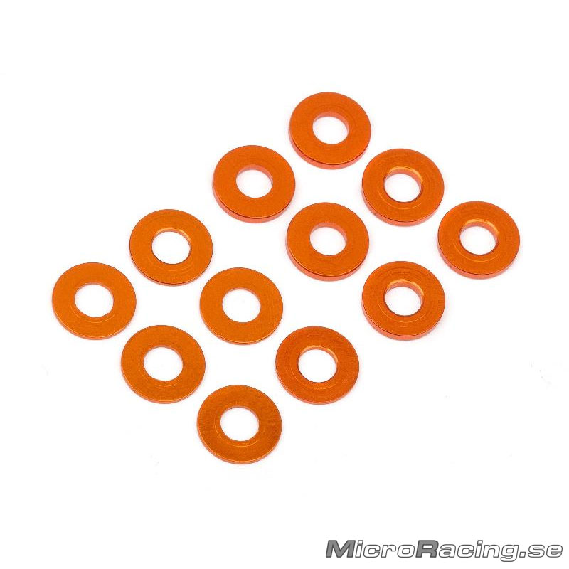 DEAL* HB RACING - M3x7mm 0.5mm/1.0mm Alu Brickor, Orange, 6+6st