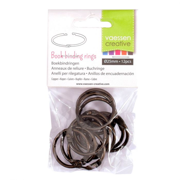 Vaessen - Book Binding Rings 25mm 12pcs Copper