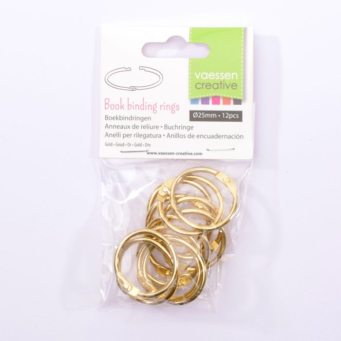 Vaessen - Book Binding Rings 25mm 12pcs Gold