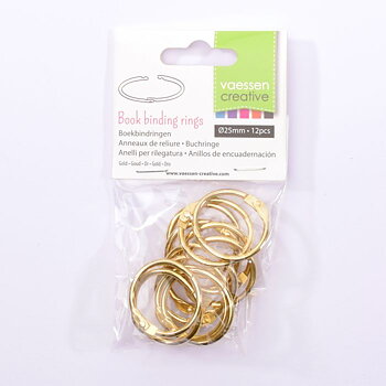 Vaessen - Book Binding Rings 25mm 12pcs Gold