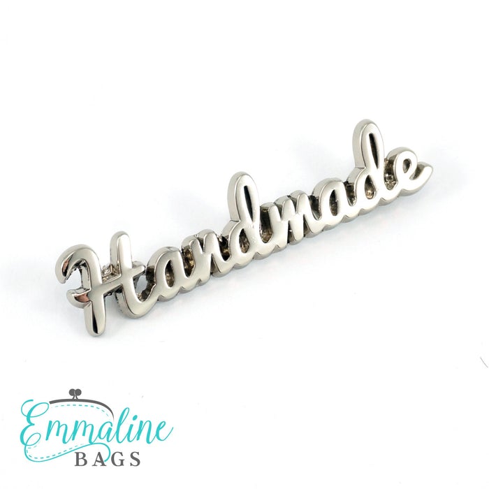 Metal Bag Label "Script Handmade" - Nickel  - Emmaline