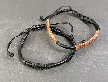 Läderarmband med väv mönster - 35mm
