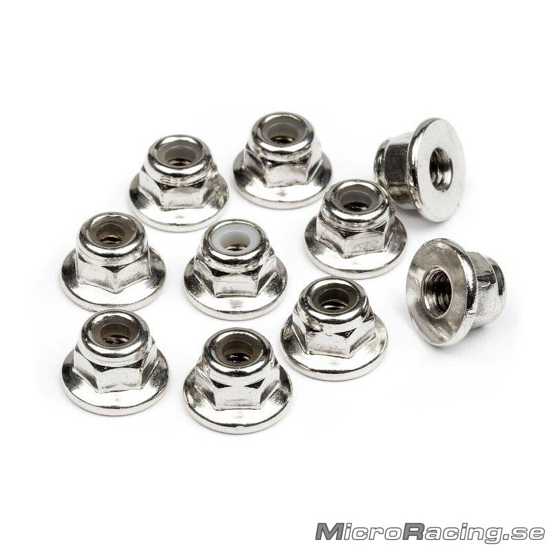 DEAL* HB RACING - M3 Nut, Flanged, Silver, Steel, 10pcs