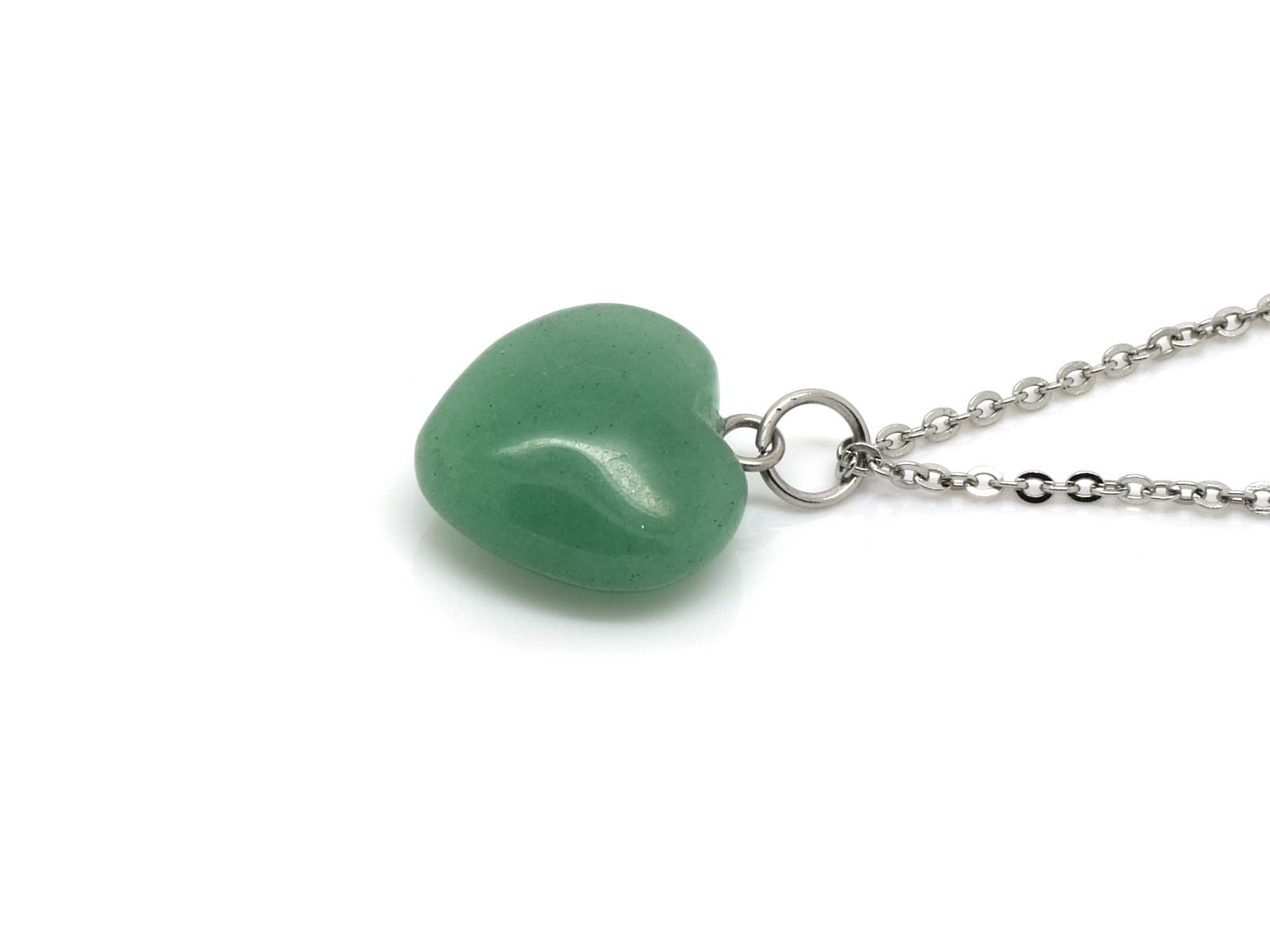 Grön Aventurin Hjärta Halsband, Hjärtformat Hänge, Naturlig Halvädelsten Kärlek Smycke - 2