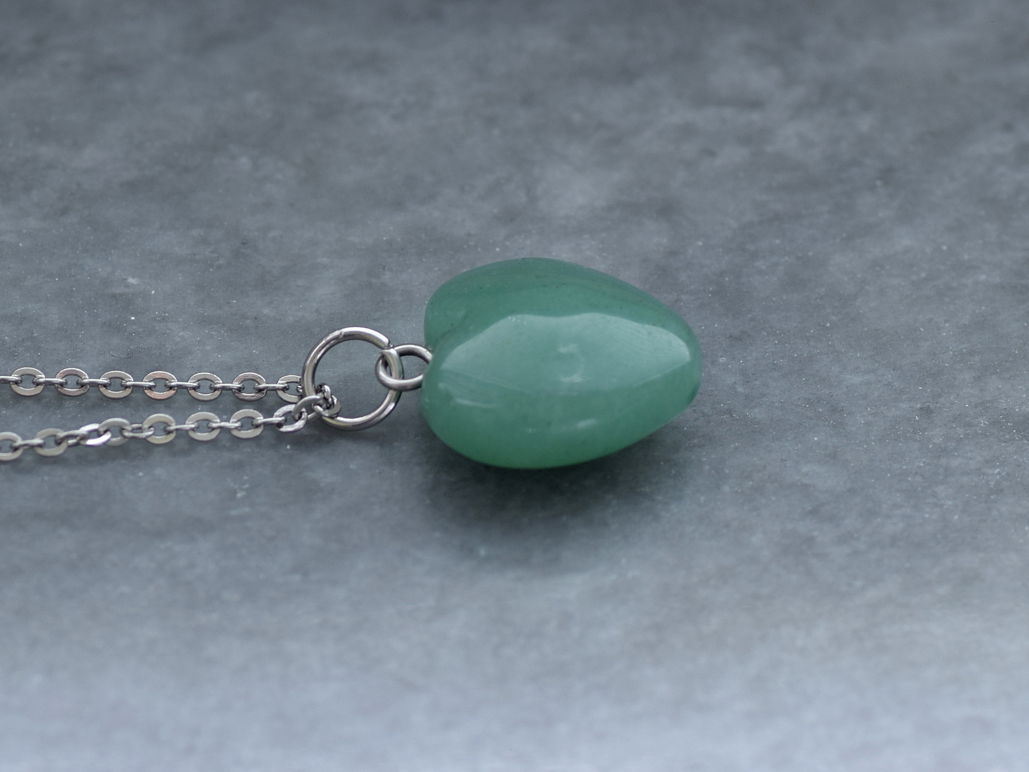 Grön Aventurin Hjärta Halsband, Hjärtformat Hänge, Naturlig Halvädelsten Kärlek Smycke - 3
