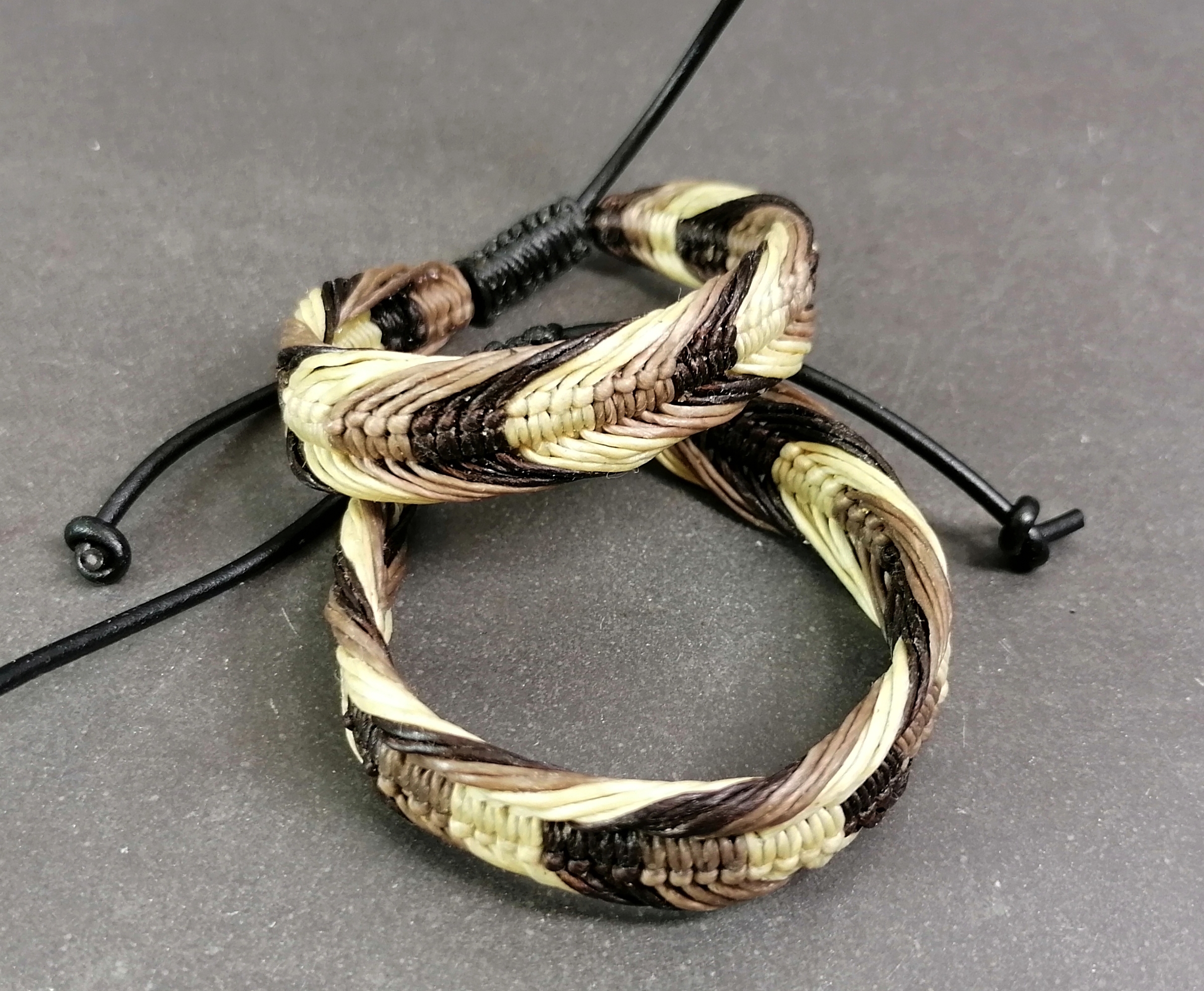 Brun/Beige/Svart Vävd Armband  - 20mm 