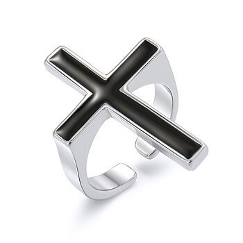Ring  "Black Cross" i 925 Sterling Silverplätering