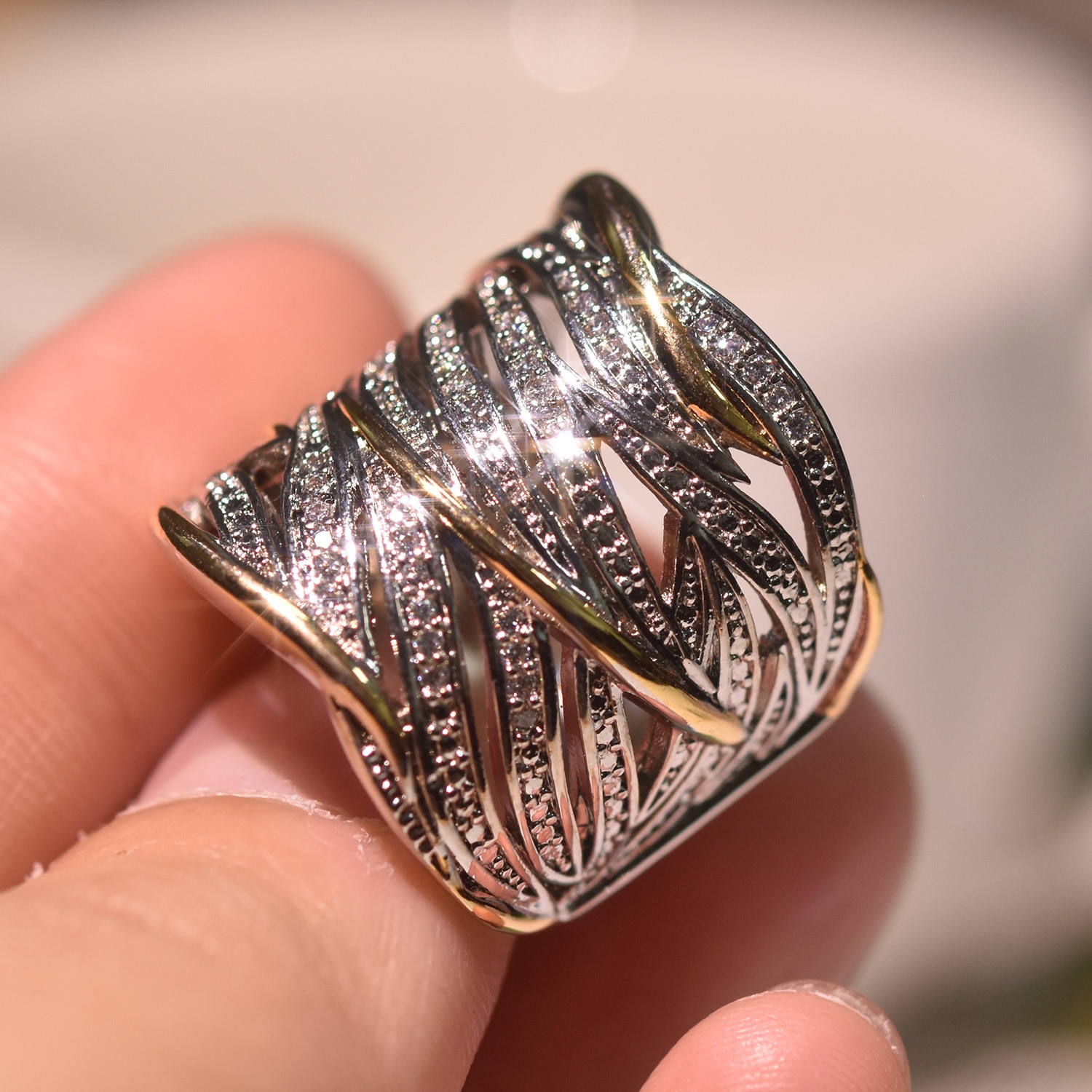 Ring  med Cubic Zirconia och i 925 Sterling Silverplätering och 18K Roséguldplätering - 3