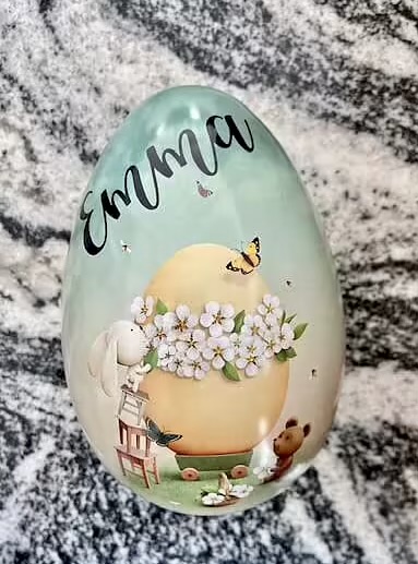 Påskägg med namn Vintage Plåt 15 cm  