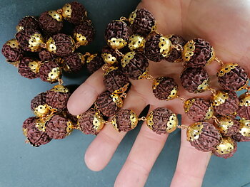 Burmese 17mm Rudraksha  frön Halsband med Mässing