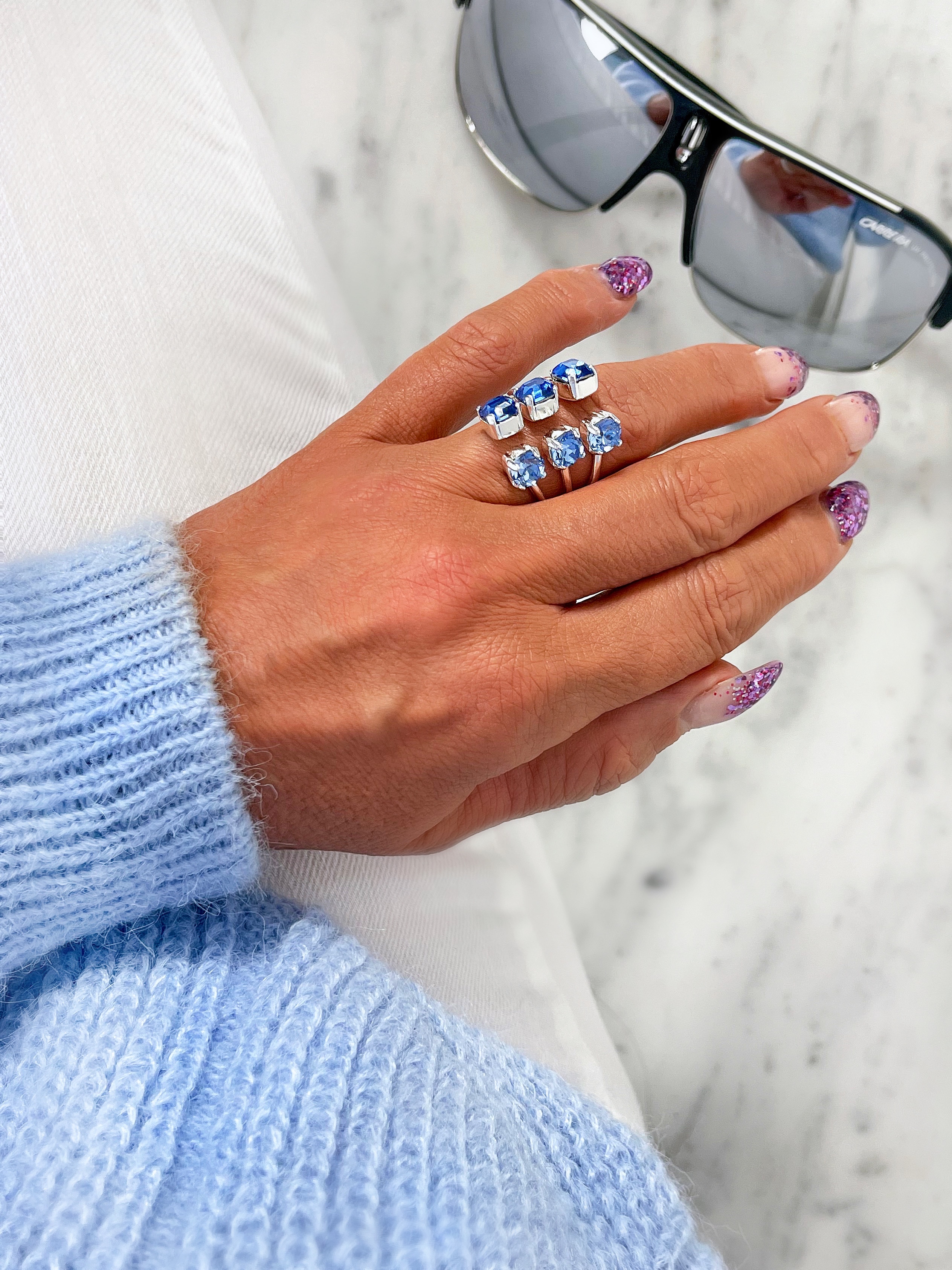 Ring Melina Sapphire combo Silver - 2
