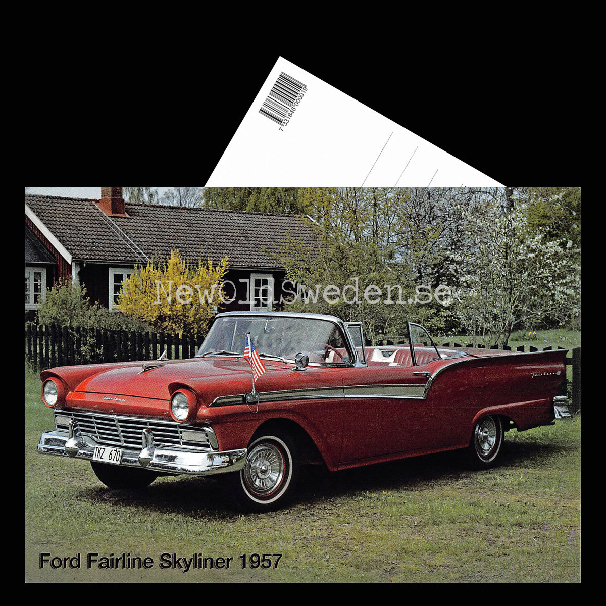 Ford Fairline Skyliner - 1957 - Vykort A5 - 3