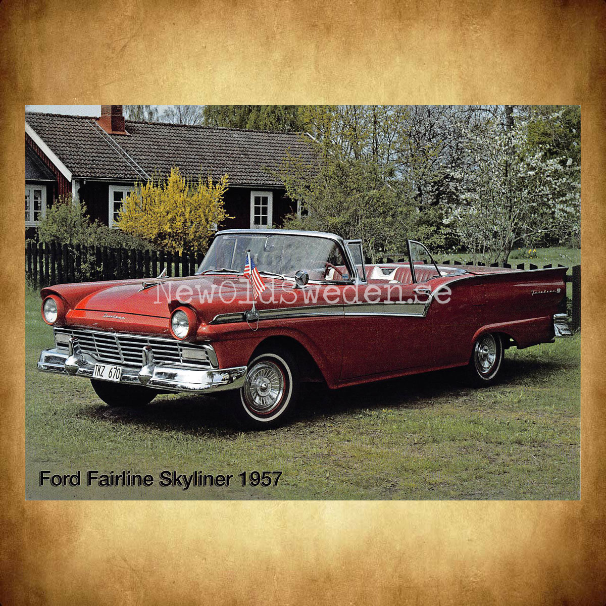 Ford Fairline Skyliner - 1957 - Vykort A5 - 2