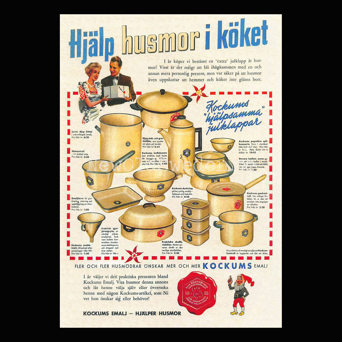 KOCKUMS EMALJ - HJÄLPER HUSMOR - Vykort A5