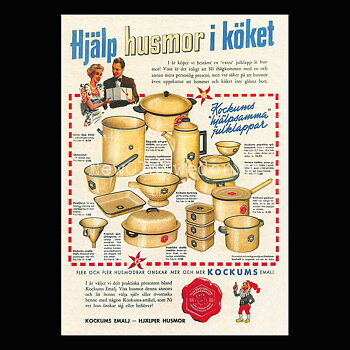 KOCKUMS EMALJ - HJÄLPER HUSMOR - Vykort A5