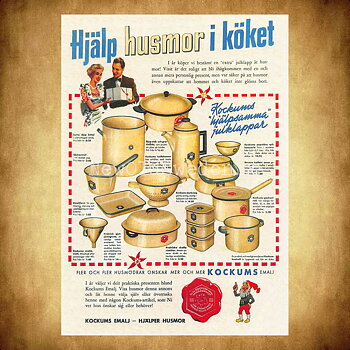 KOCKUMS EMALJ - HJÄLPER HUSMOR - Vykort A5