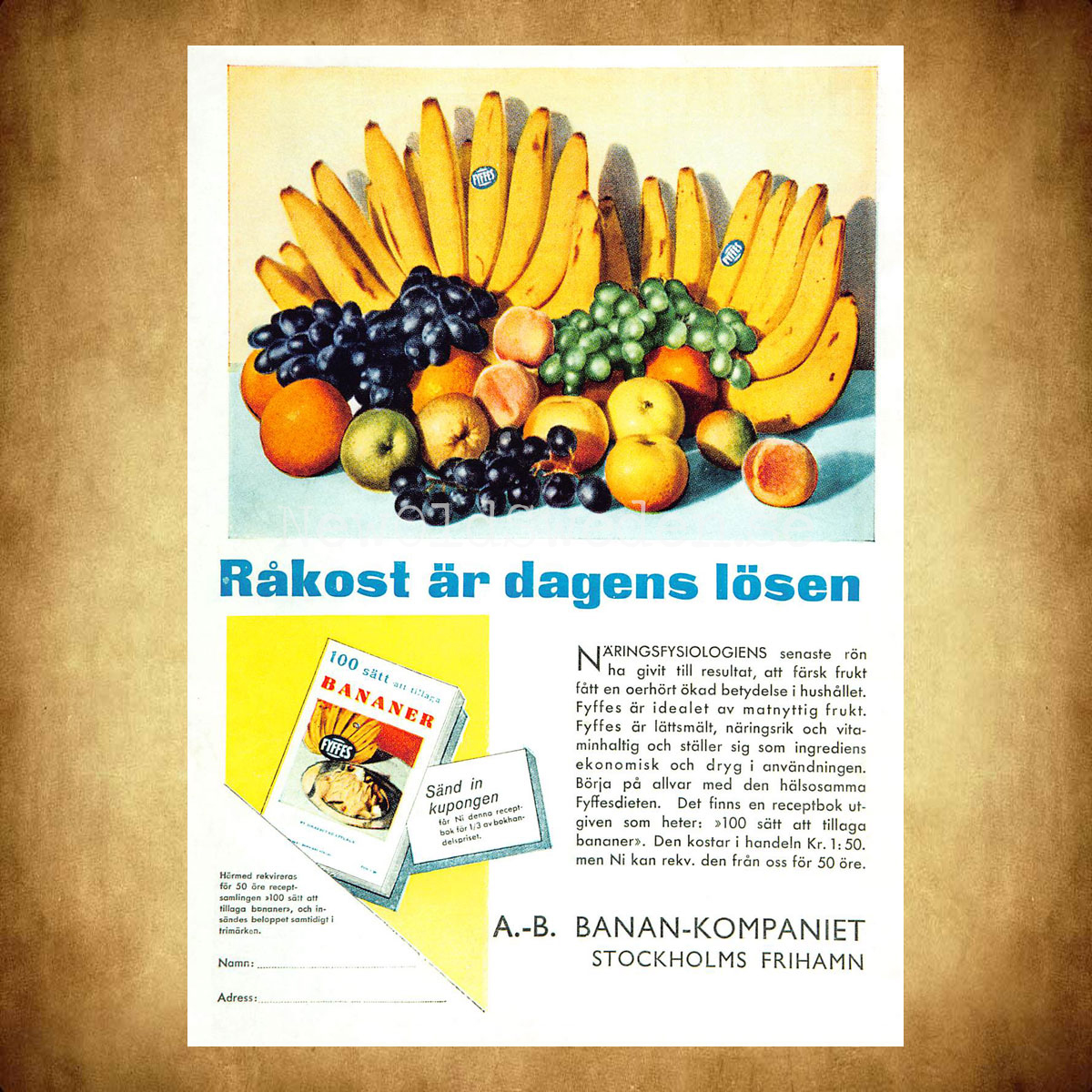 BANAN-KOMPANIET - Stockholm - Vykort A5 - 2