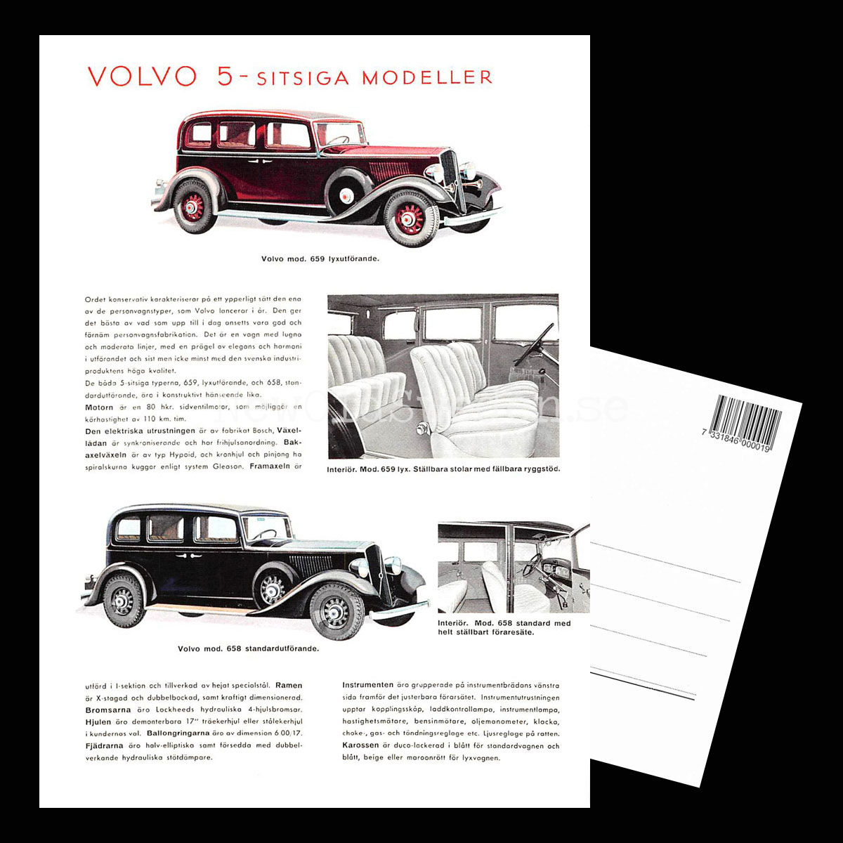 Volvo 5-SITSIGA MODELLER - Vykort A5 - 3