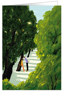 Kissing in the Park, Greeting Card 