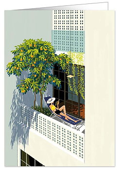 Reading on the Balcony, Greeting Card 