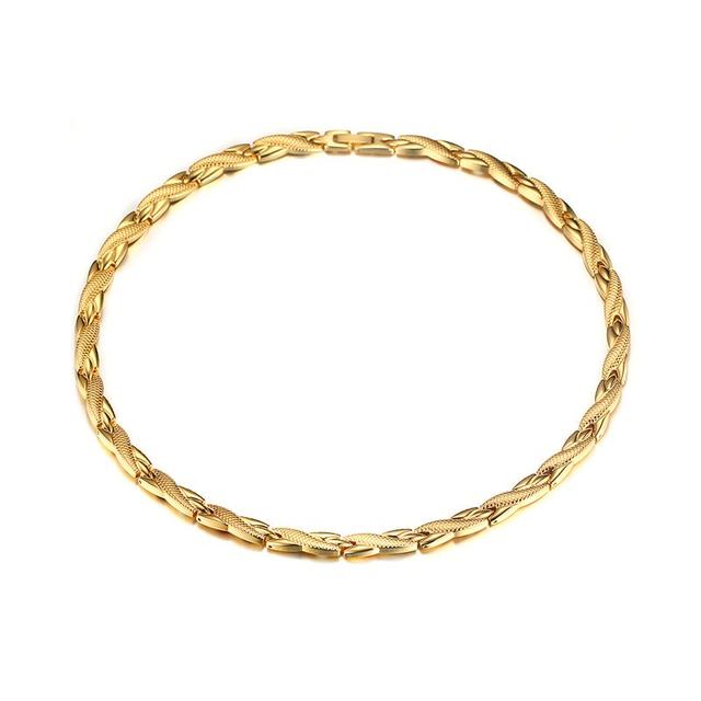 Magnethalsband i Rostfritt stål och 18K Guldplätering 7mm -längd 50 cm - 2