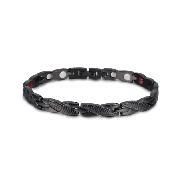 Magnetarmband i rostfritt stål  -Svart - 2