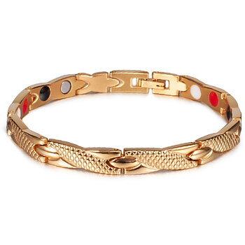 Magnetarmband i rostfritt stål  med 18K Roséguldplätering