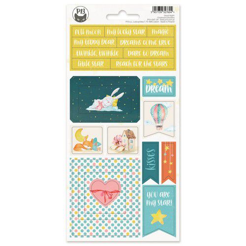 Piatek13 - Chipboard sticker sheet Good Night 01 