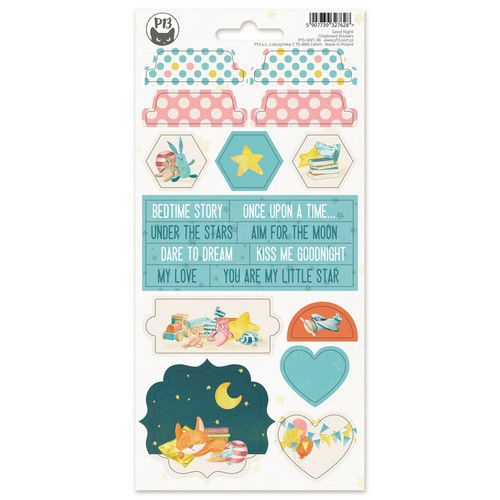 Piatek13 - Chipboard sticker sheet Good Night 03 