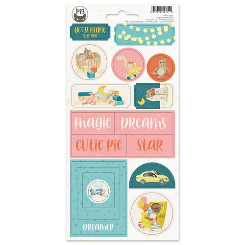 Piatek13 - Chipboard sticker sheet Good Night 02 
