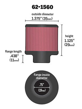 K&N Vevhusfilter 19mm (0,75")