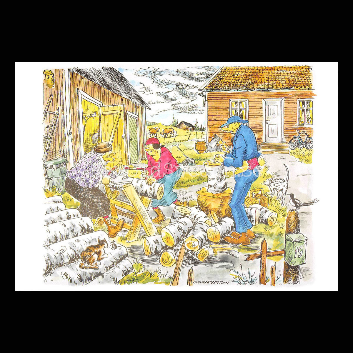 Vedklyvning - Kronblom Nr: 21 av 26 - Vykort A5