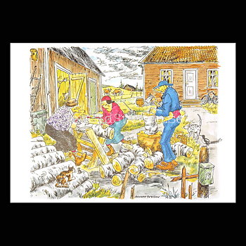 Vedklyvning - Kronblom Nr: 21 av 26 - Vykort A5