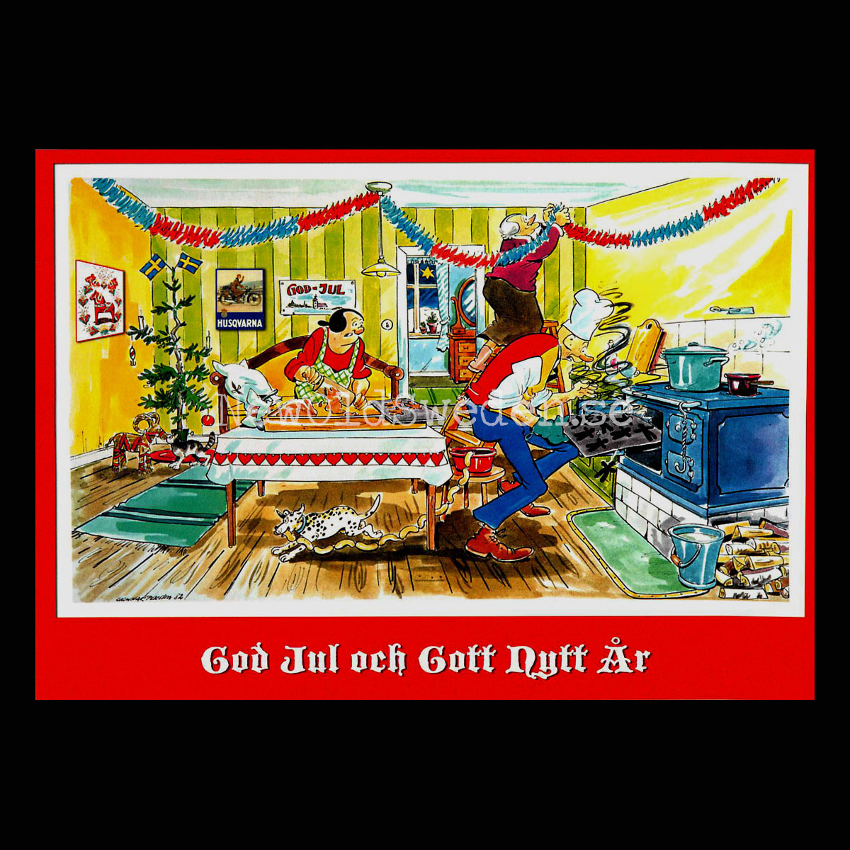 Julkort - God Jul och Gott Nytt År - Kronblom Nr: 9 av 26 - Vykort A5