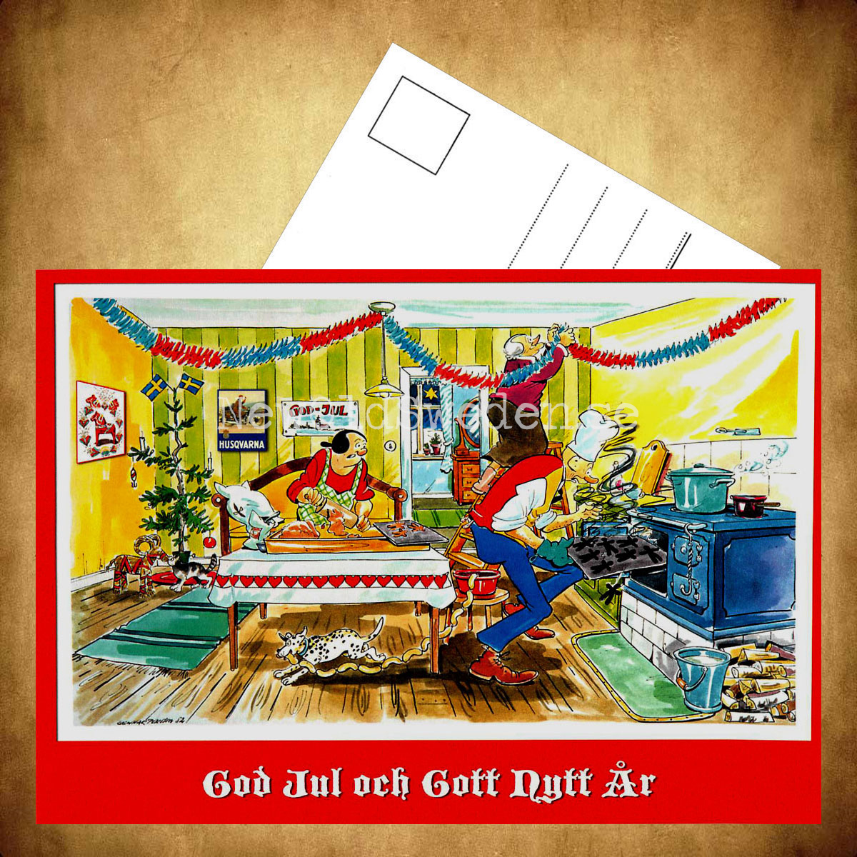 Julkort - God Jul och Gott Nytt År - Kronblom Nr: 9 av 26 - Vykort A5 - 3