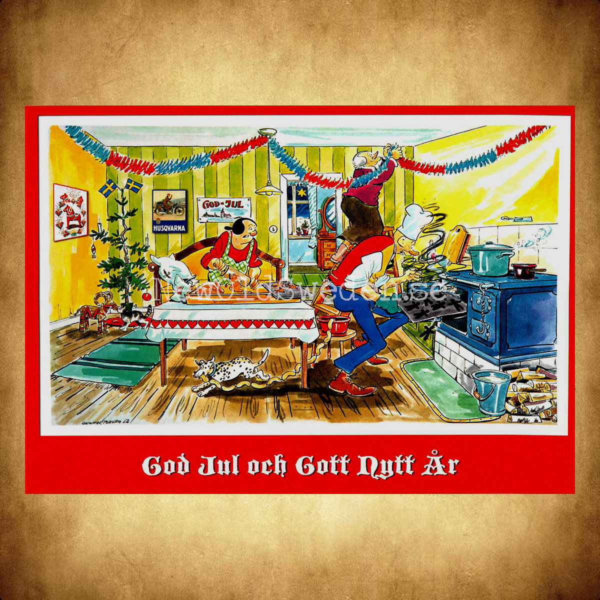 Julkort - God Jul och Gott Nytt År - Kronblom Nr: 9 av 26 - Vykort A5 - 2
