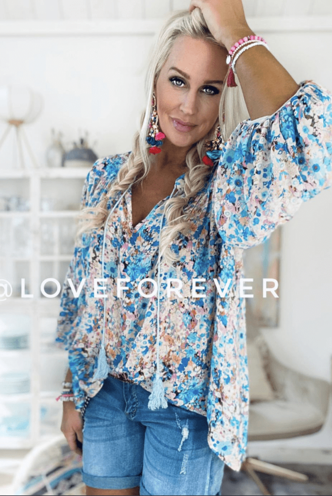 Sussie Blouse Blue Flower