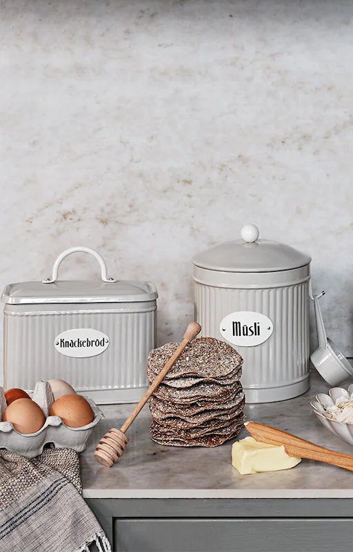 Tin with lid for crispbread - Beige - 3