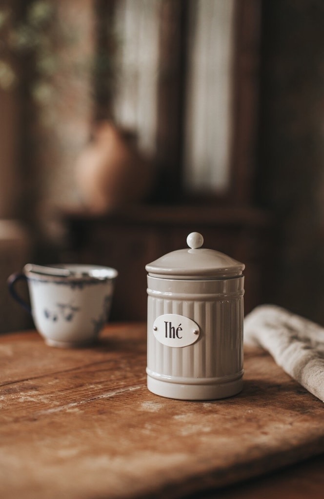 Tin with lid for Thé - Beige