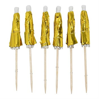 Umbrella Picks gold 10-p