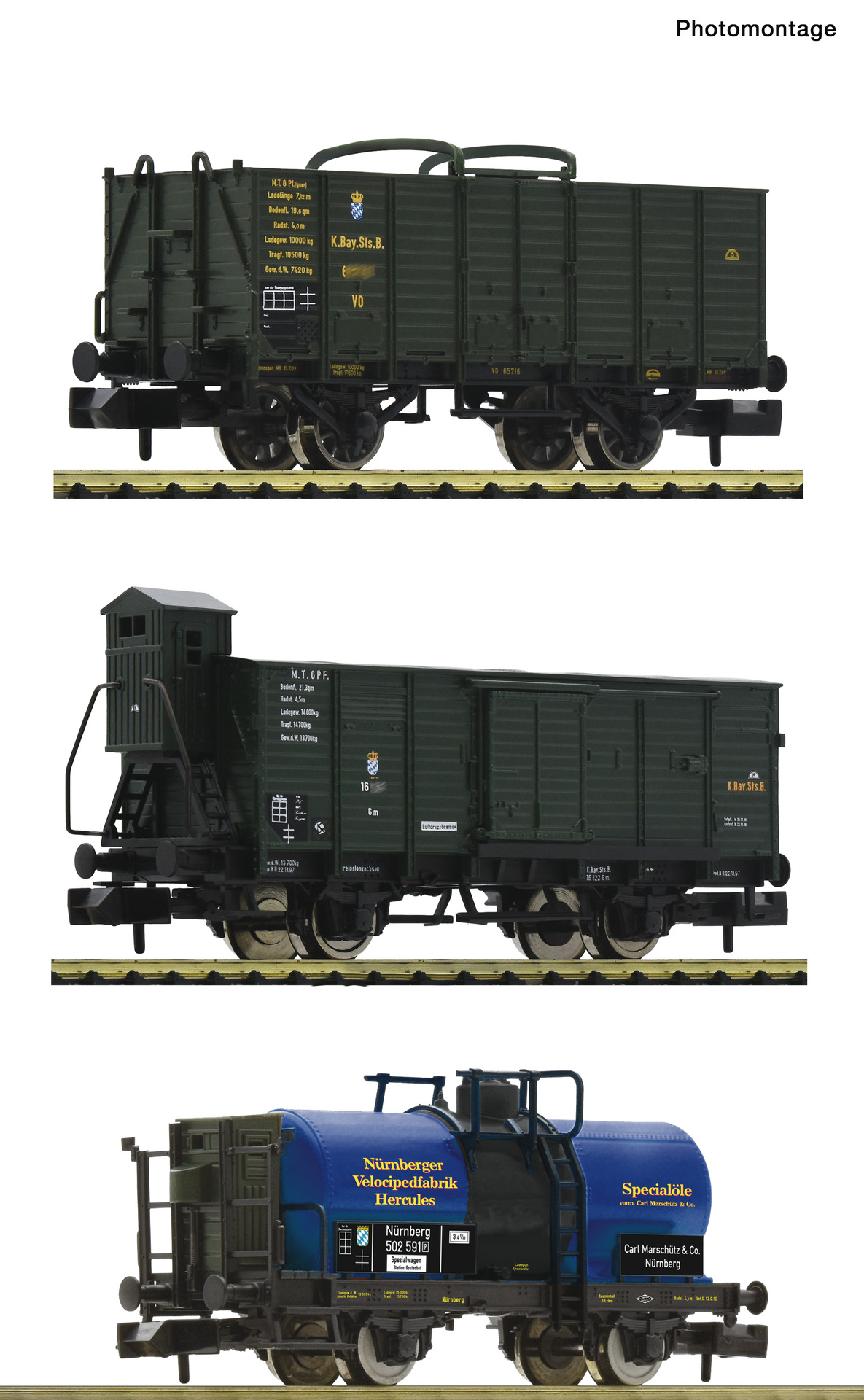 3 piece set: Goods wagons , K.Bay.Sts.B.