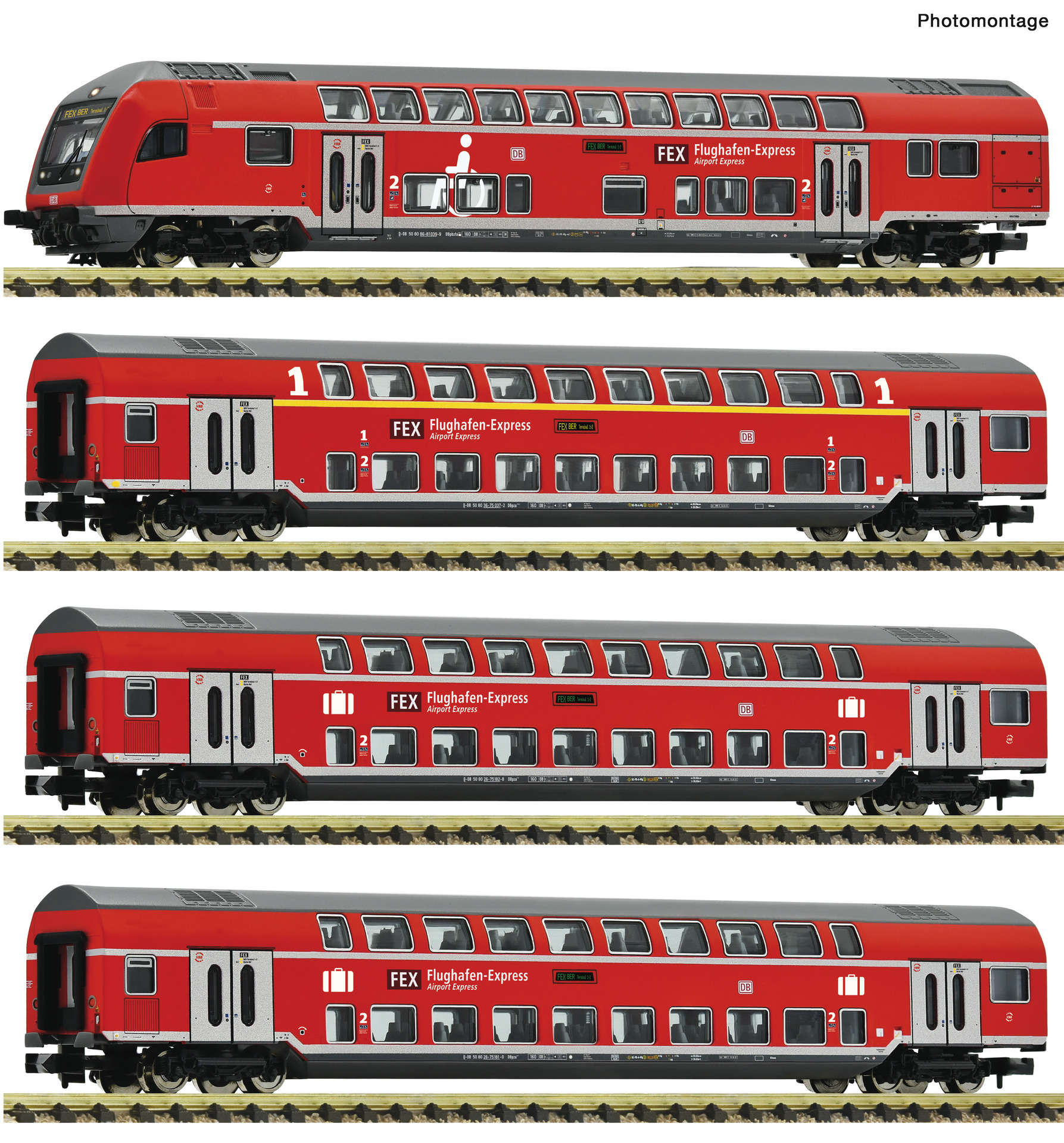 4 piece set: "FEX" double -deck coach, DB AG